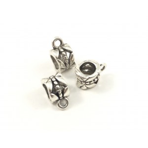 Bail bead small antique silver